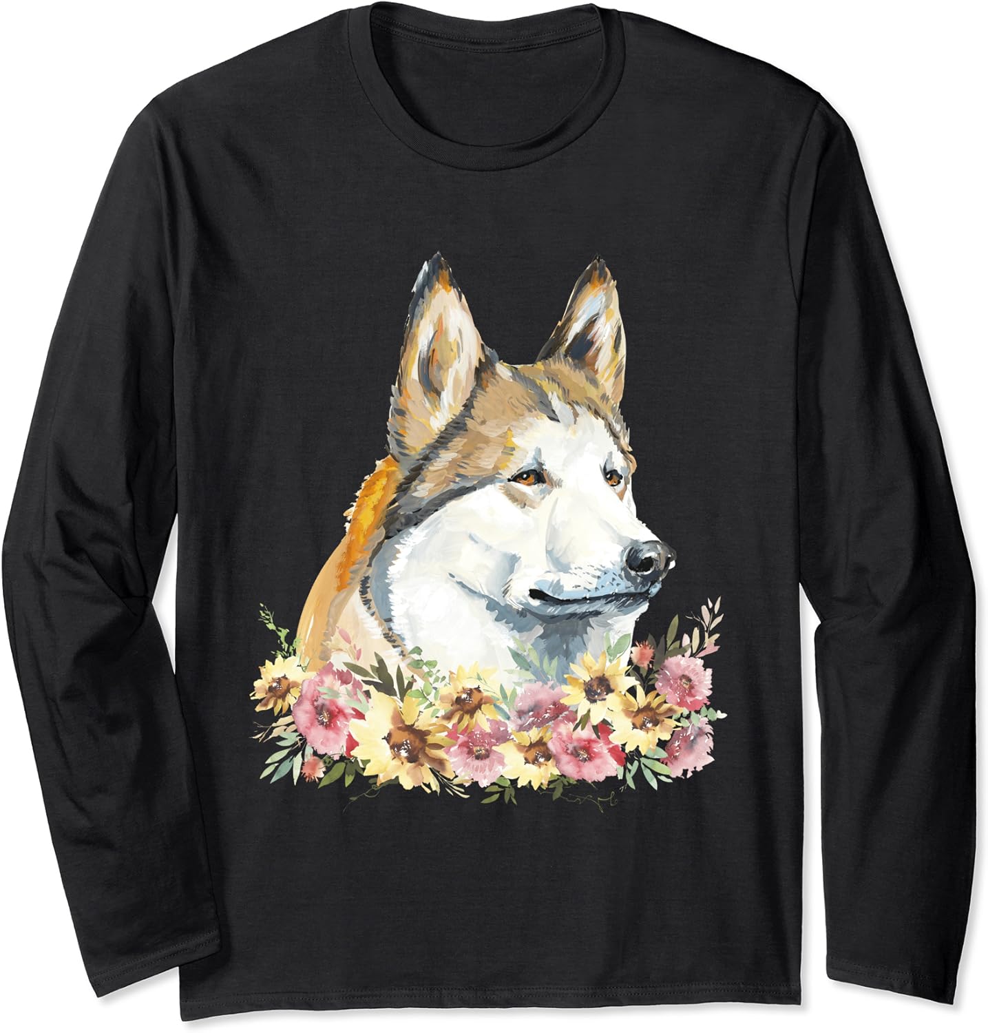Siberian Husky Shirt Dog Gifts Floral Long Sleeve TShirt Amazon.co